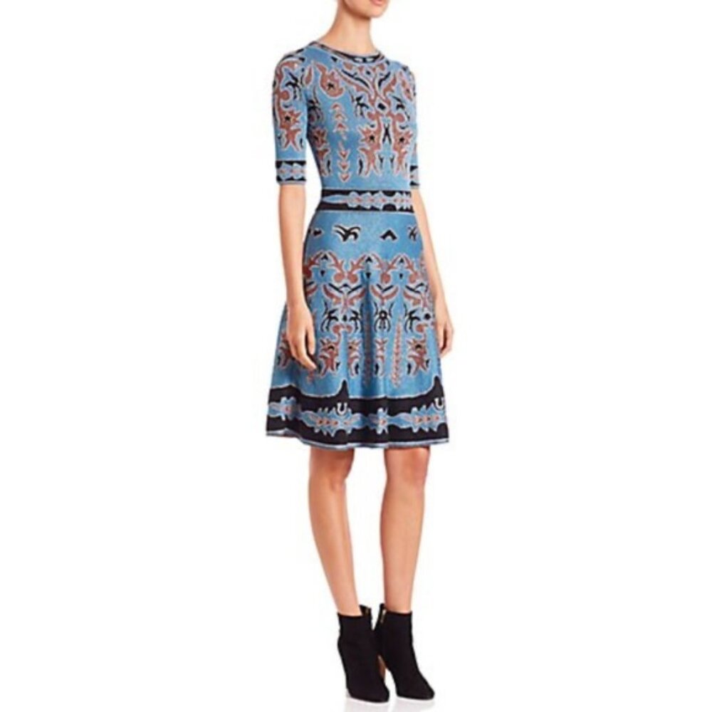 M Missoni baroque jacquard fit flare sweater dress